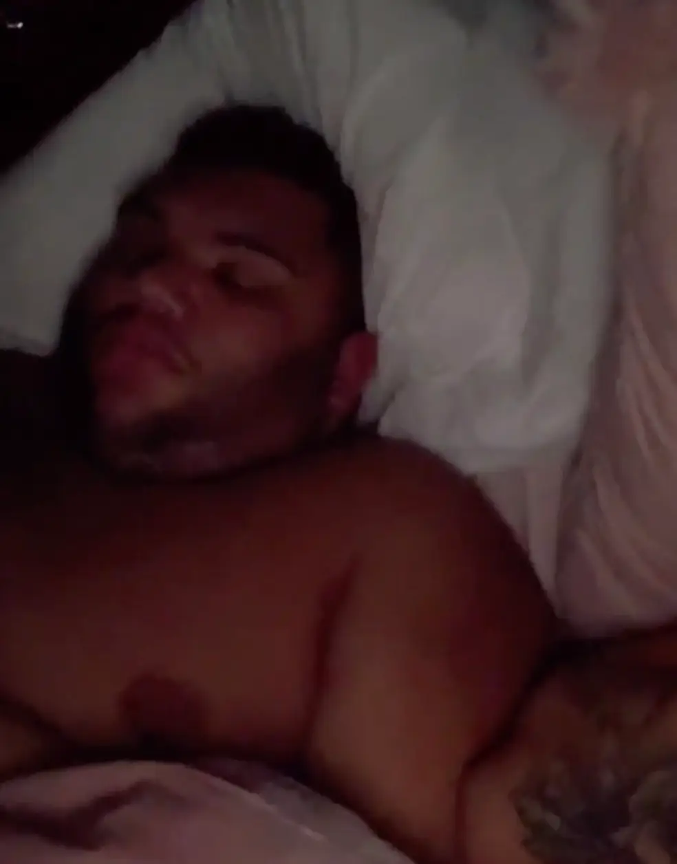 Harvey was heard snoring in the video.