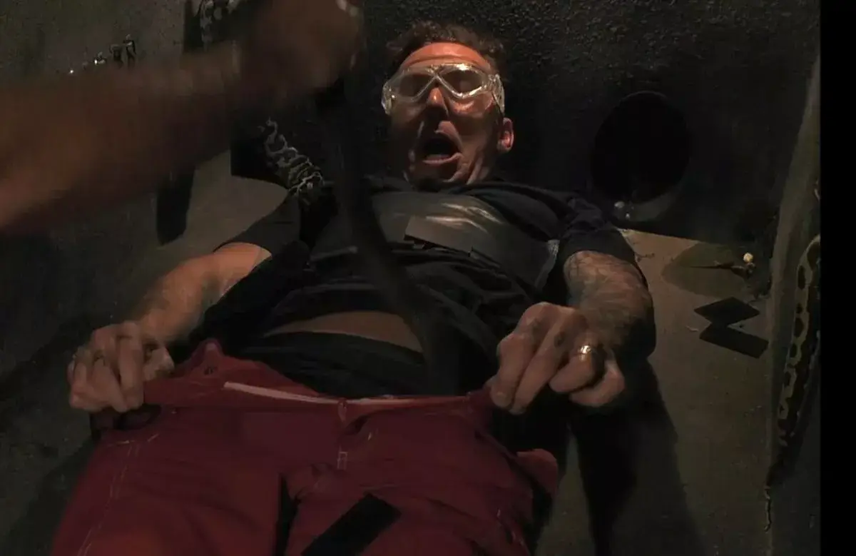 Danny Jones endured a snake going up his shorts in Sunday's episode (ITV)