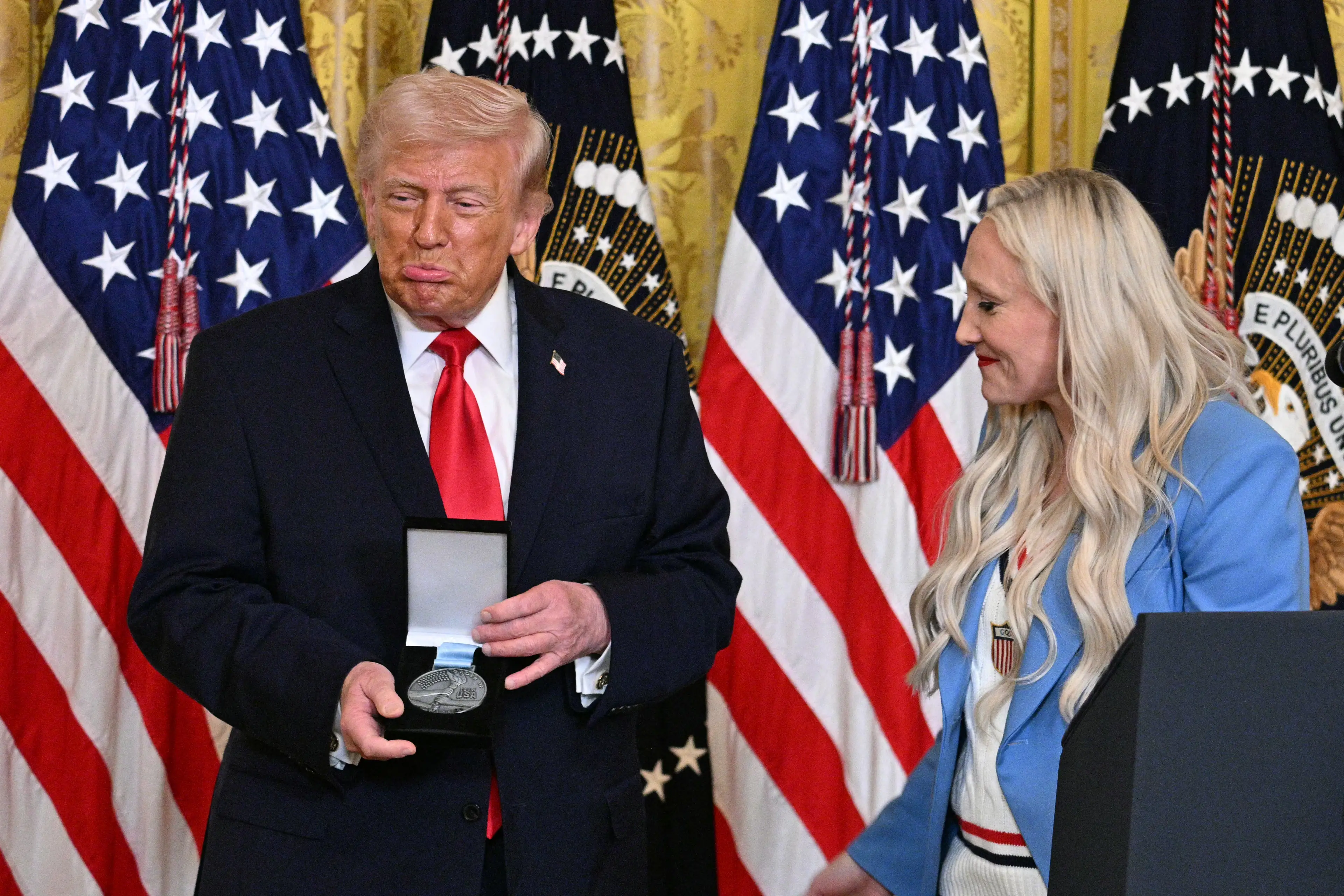 Trump was awarded Kaillie Humphries' Ikkos medal (Jim WATSON / AFP via Getty Images)