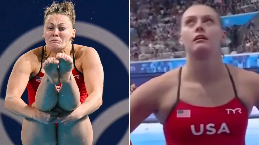 Shocking moment Olympic diver scores zero after colliding mid-air