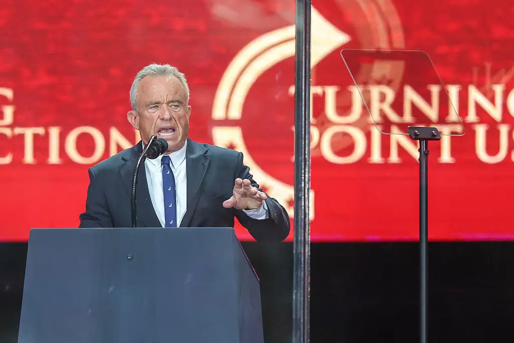 US Health and Human Services Secretary Robert F Kennedy Jr. also spoke during the memorial service (Eric Thayer / Stringer / Getty Images)