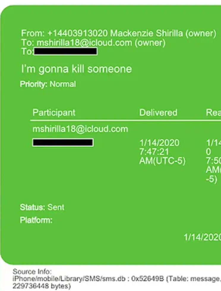Text messages show several heated arguments between Shirilla and Russo, which were sent from January 2020 to July 2022 (Strongsville Police Department)