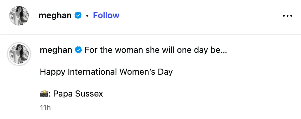 Some critics were outraged over Meghan's 'Papa Sussex' nickname for Harry (Instagram/@meghan)