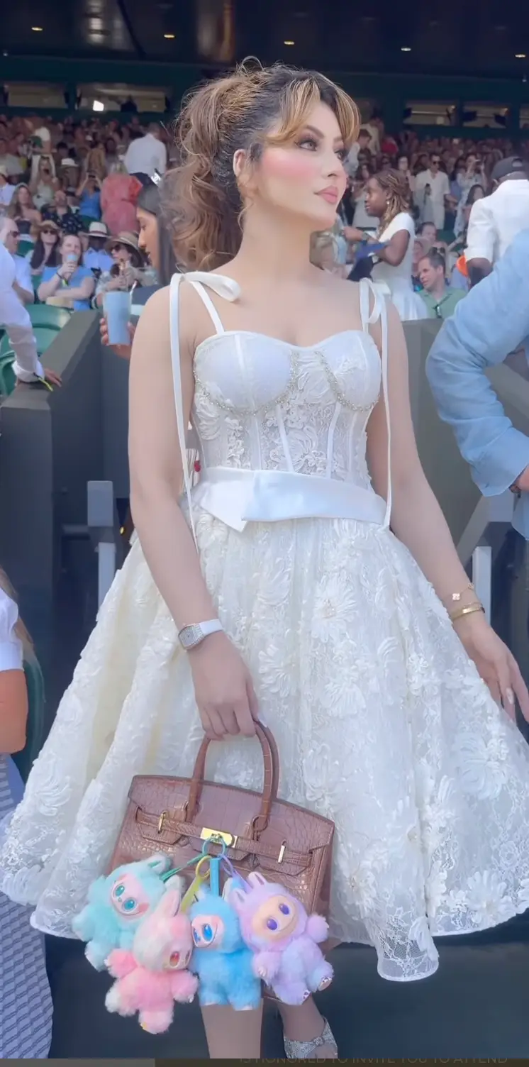 Urvashia turned up with not one or two but four Labubus on her Birkin bag (Instagram/urvashirautela)