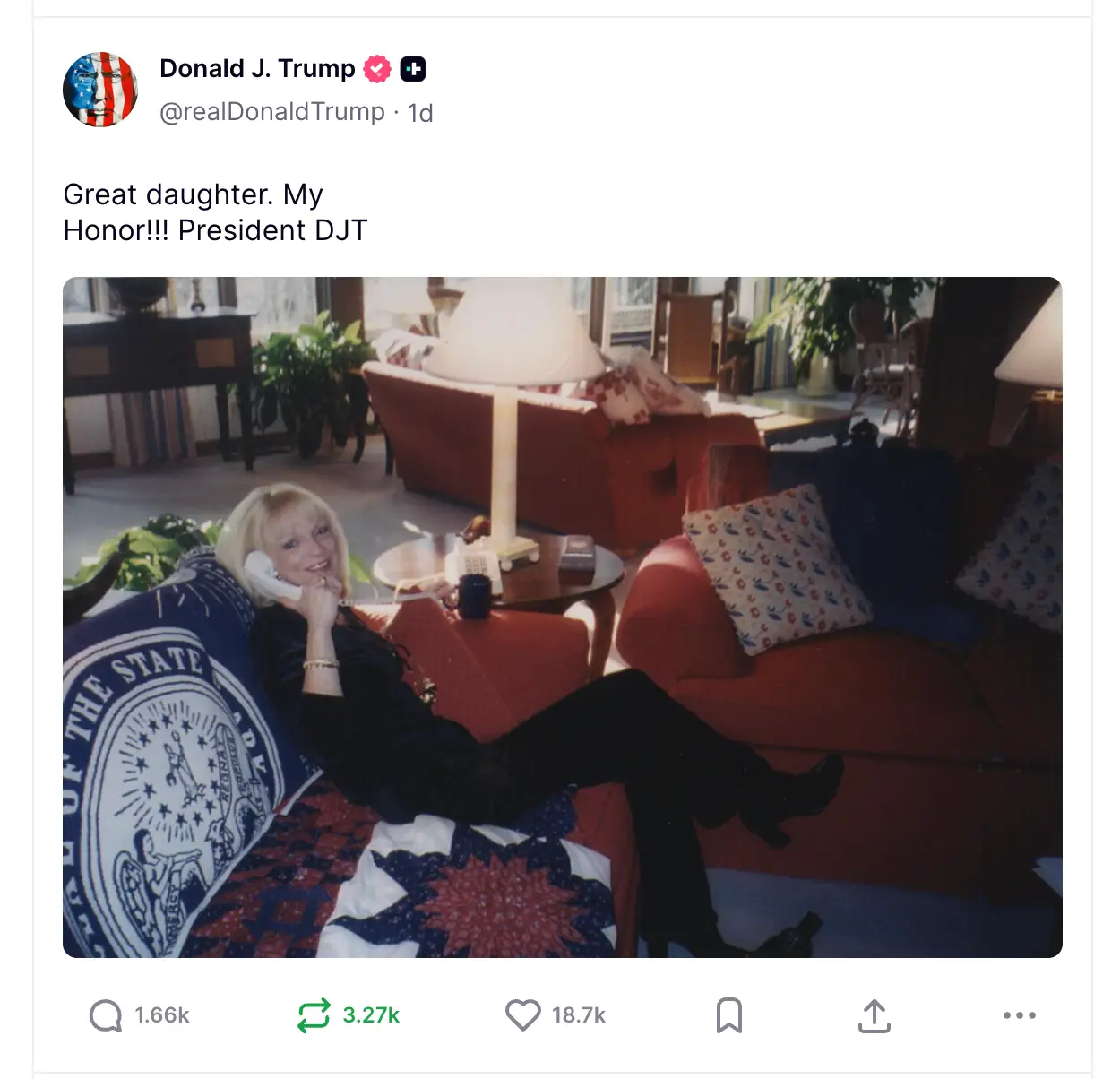 Trump posted the random image to Truth Social on Father's Day, which added to the confusion (TruthSocial/realDonaldTrump)