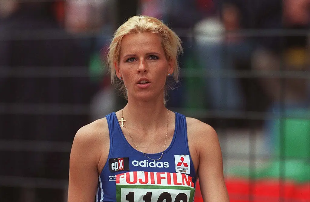 German athlete Susen Tiedtke met her ex-husband at the Olympic Games. (Tobias Heyer/Bongarts/Getty Images)