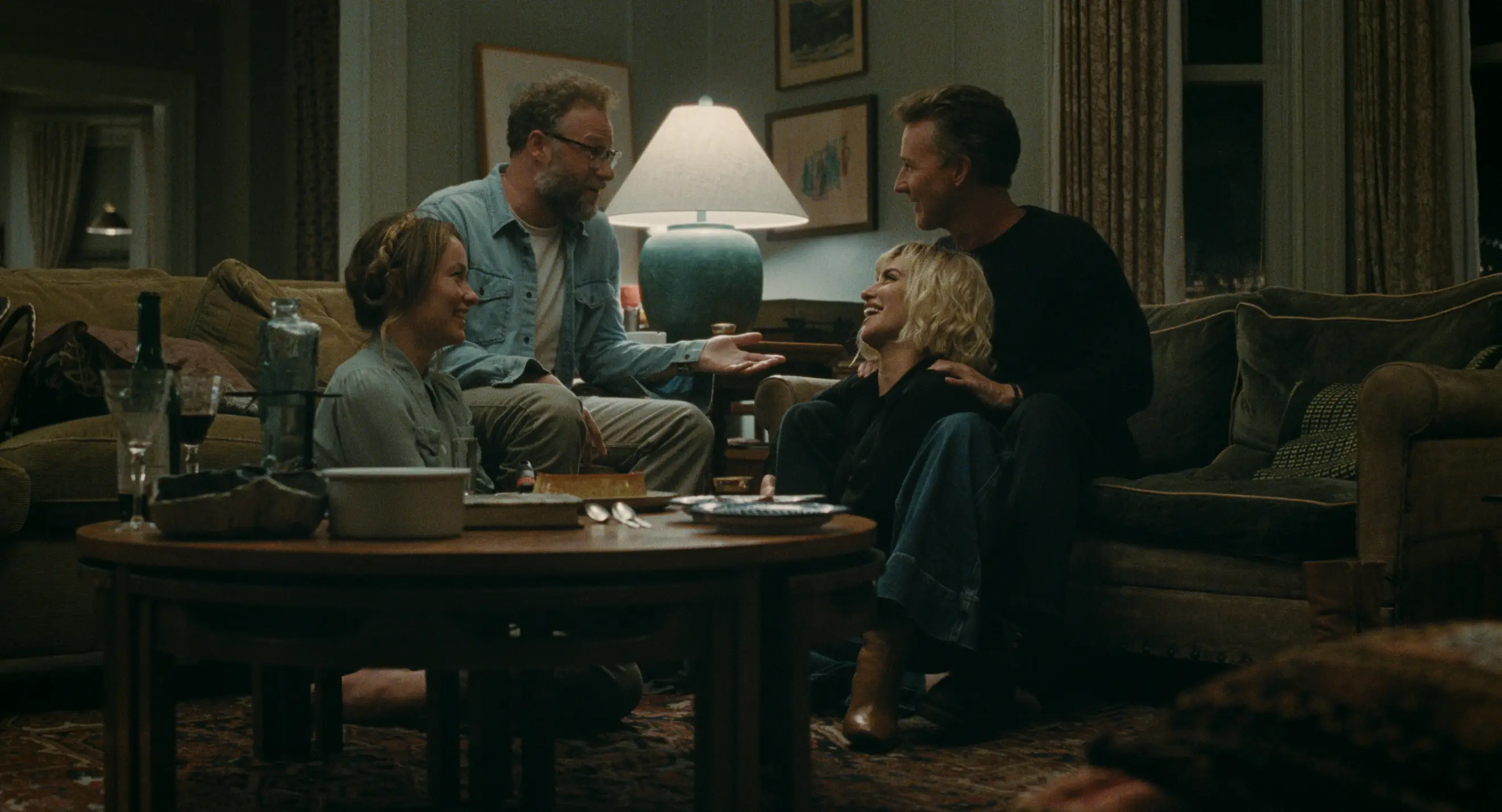 The Invite stars Olivia Wilde, Edward Norton, Penélope Cruz and Seth Rogen (A24)