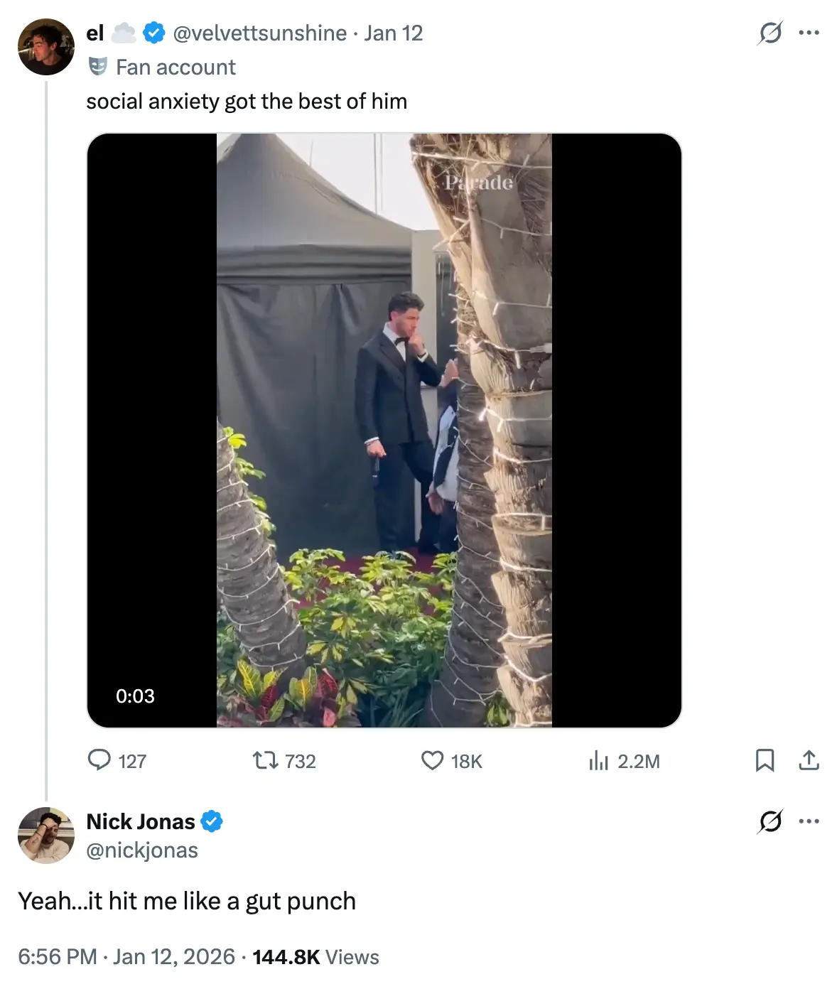 The actor opened up on his social anxiety battle (X)