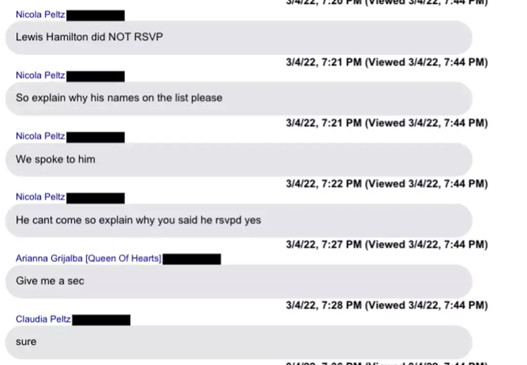 Various text messages between Nicola, Brooklyn, her family, and her wedding planners have been shared (CIRCUIT COURT OF THEELEVENTH JUDICIAL CIRCUIT IN ANDFOR MIAMI-DADE COUNTY, FLORIDA)