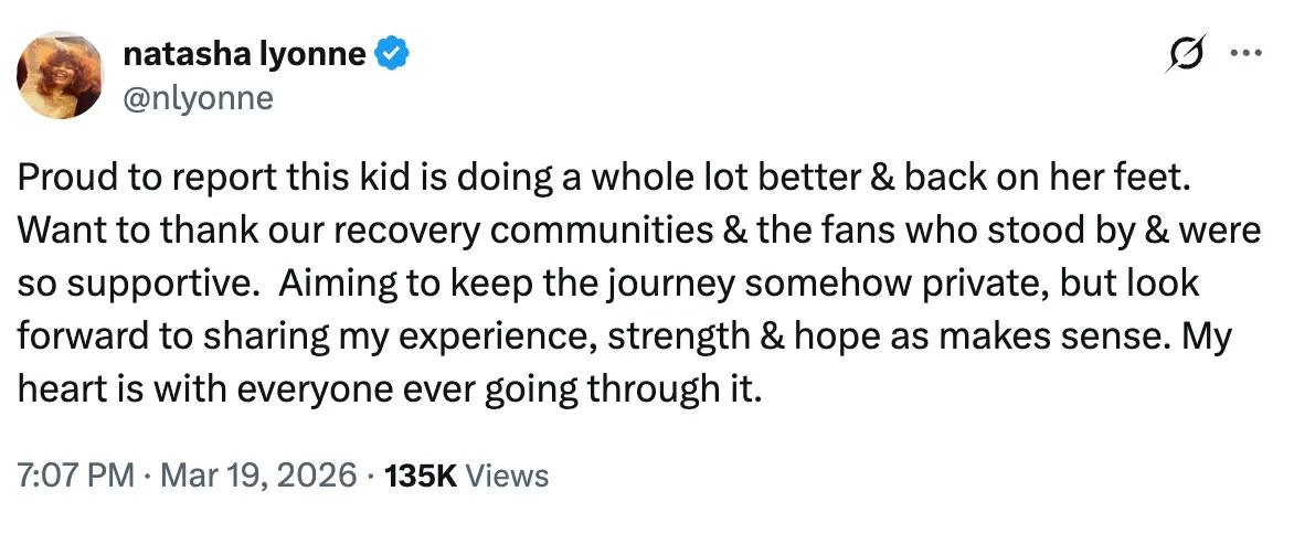 The Poker Face star took to X to thank her 'supportive' fans (X/@nlyonne)