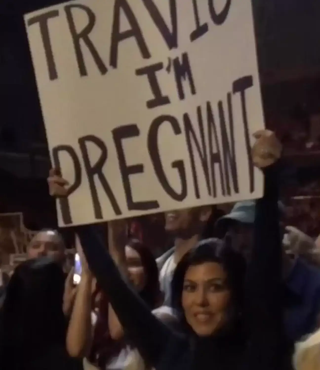 Kourtney announced her pregnancy at a Blink-182 concert.