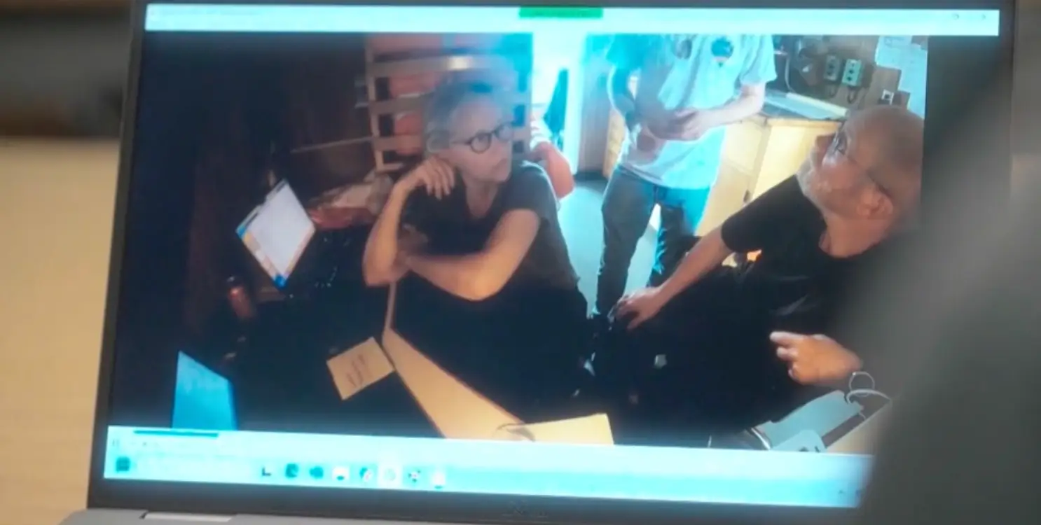 Wendy Rush, the wife of Oceangate CEO Stockton Rush, seen asking what the noise she heard from the support ship was (BBC)