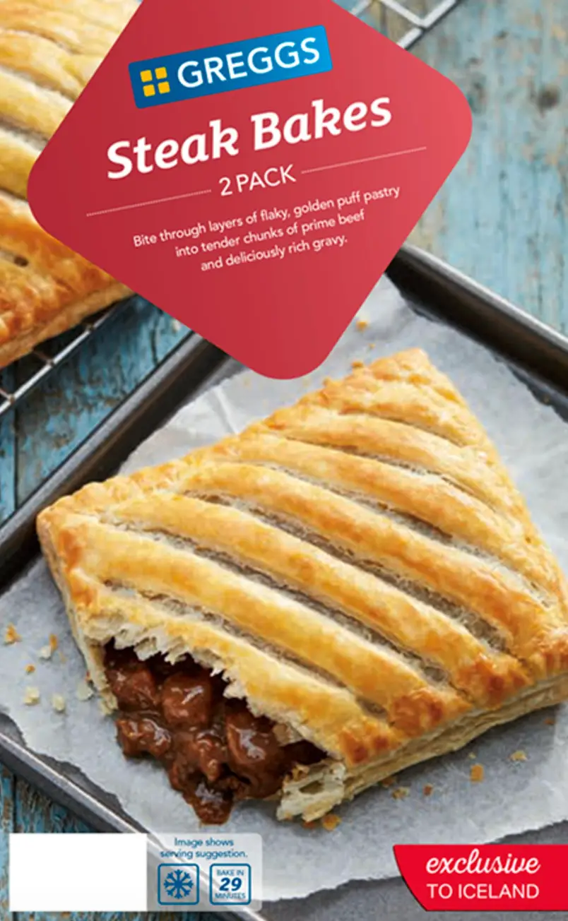 The 280g two-pack of Greggs Steak Bakes has been recalled (Iceland)