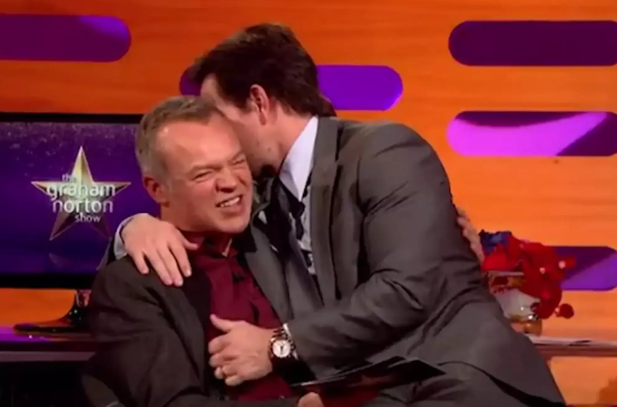 Wahlberg could be seen sitting on Norton's knee (BBC)