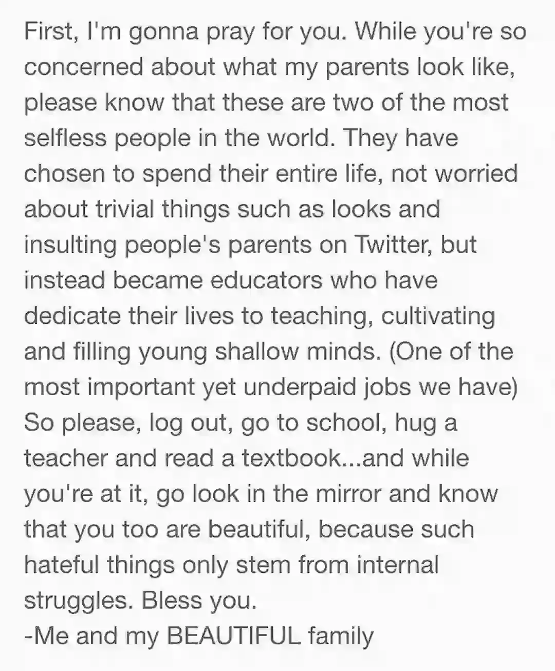 The star posted the response to online social media critics (X/@Zendaya)