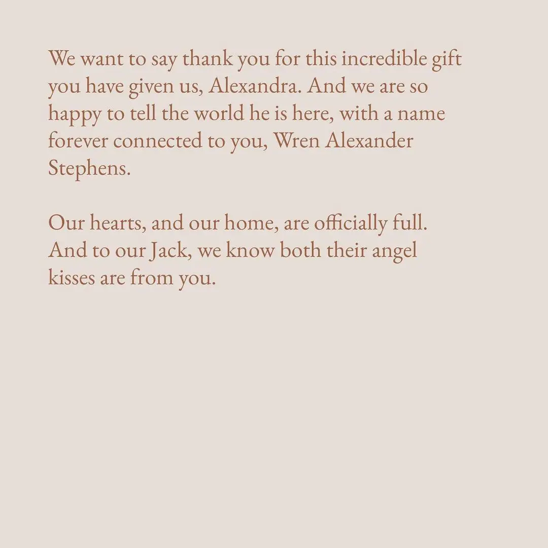 The happy parents honoured their surrogate through the name of their child.