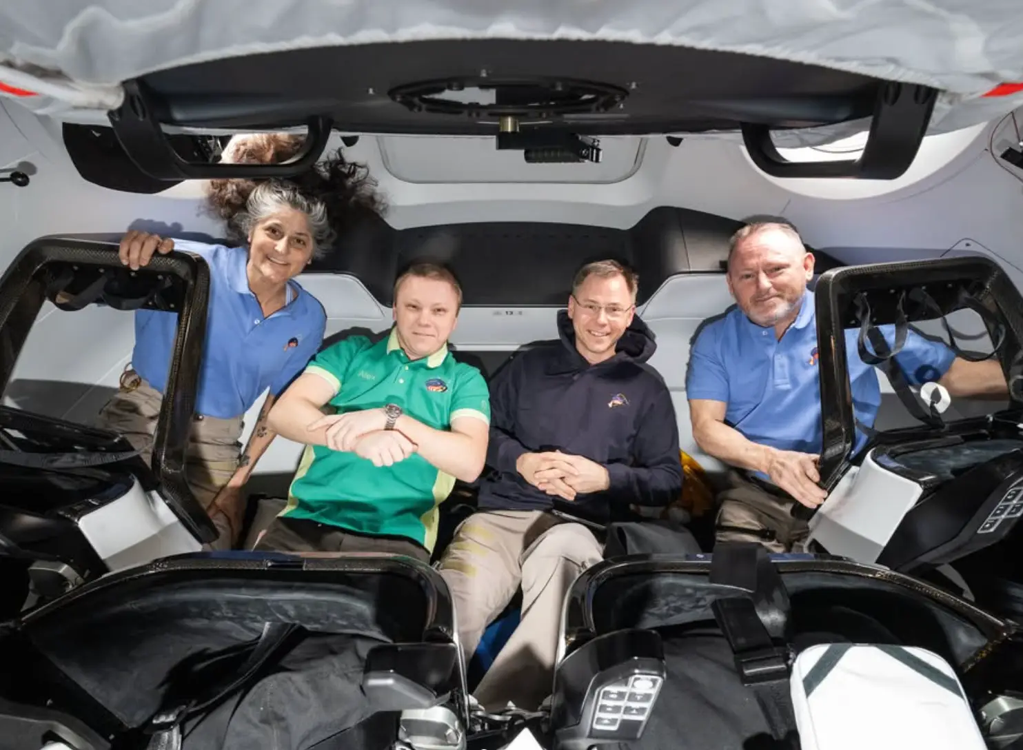 Williams and Winmore with Roscosmos cosmonaut Aleksandr Gorbunov and NASA astronaut Nick Hague (Instagram/@iss)