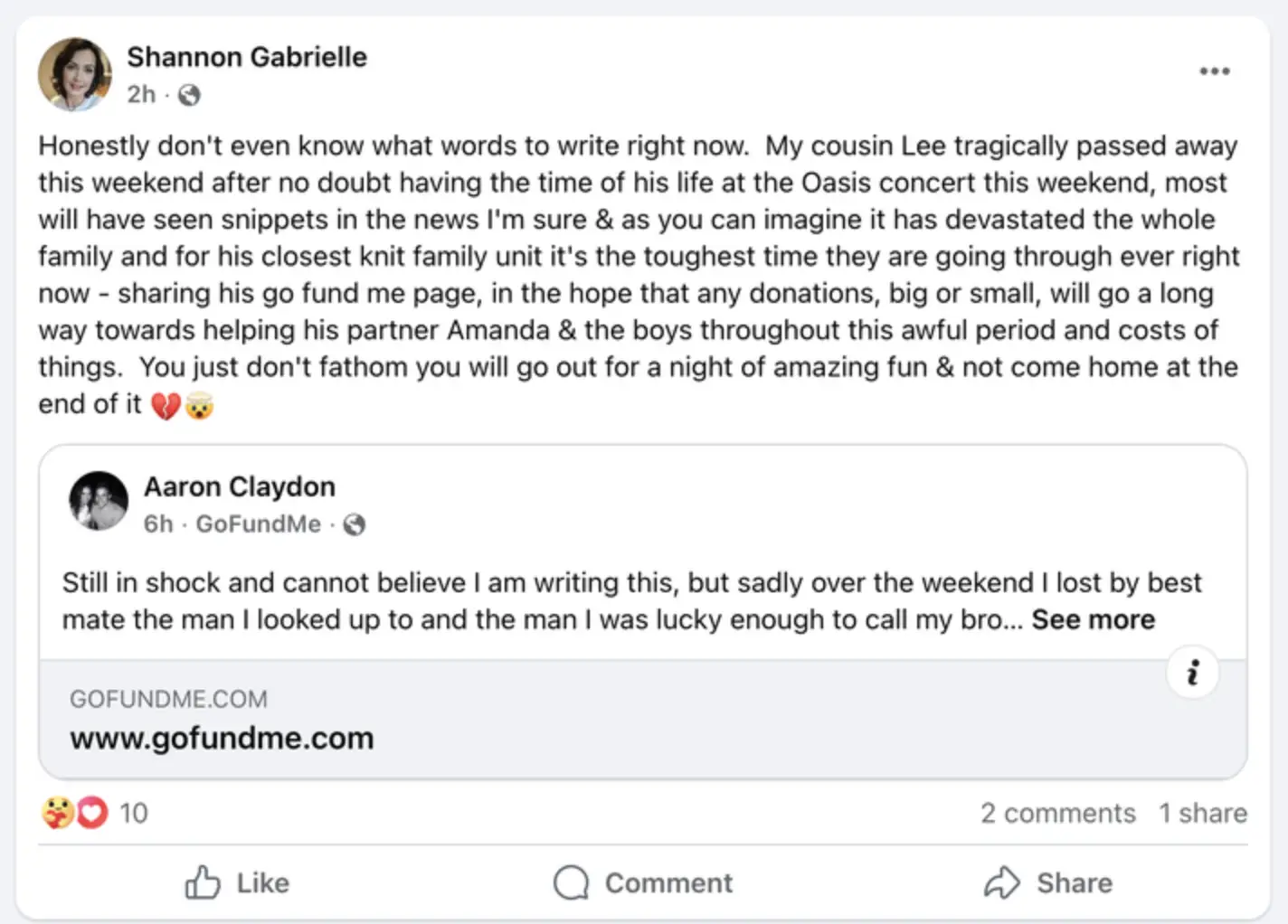 Two of Lee's cousins have released statements (Facebook)