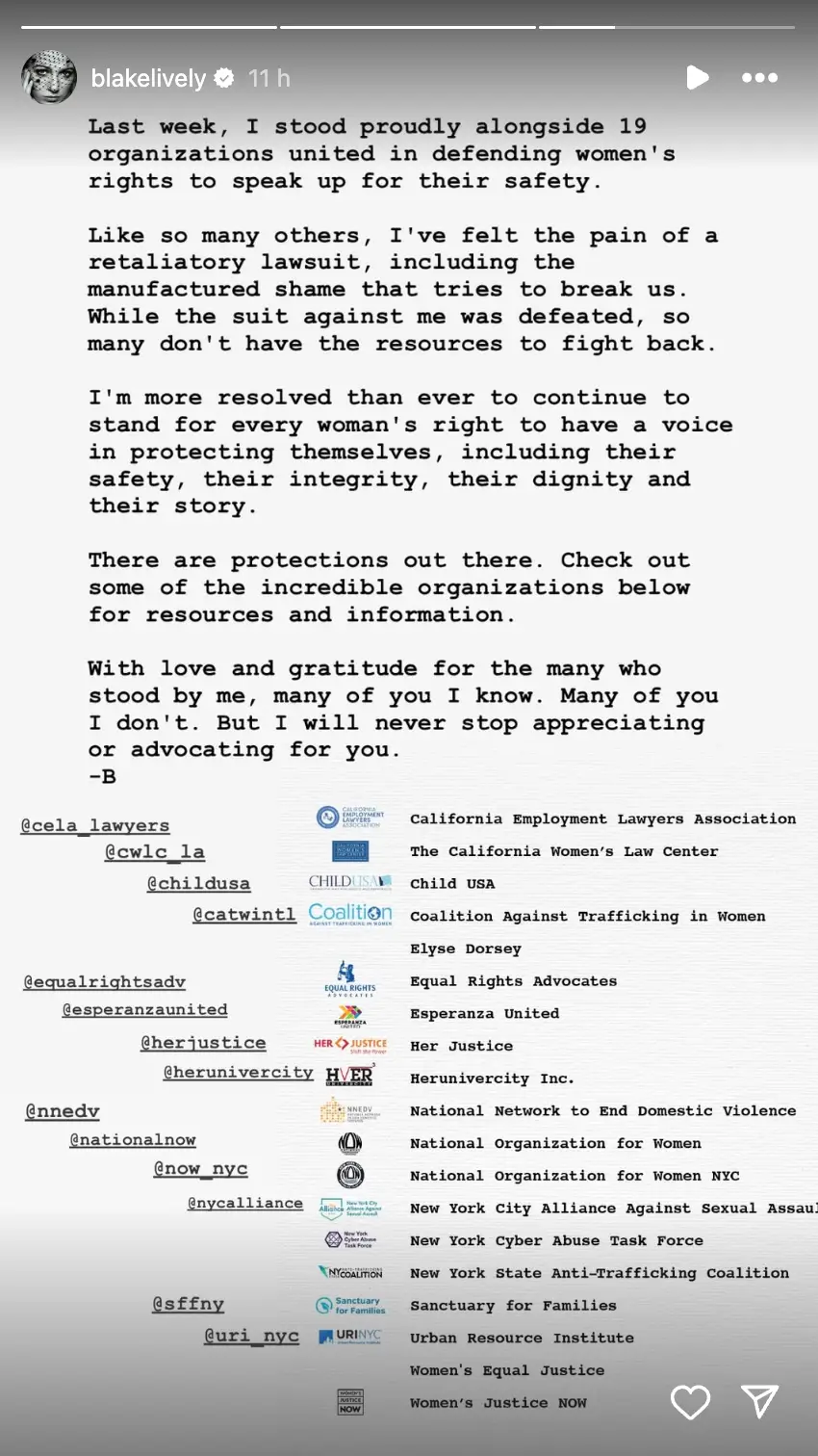 Lively has since issued a statement on the matter (Instagram/@blakelively)