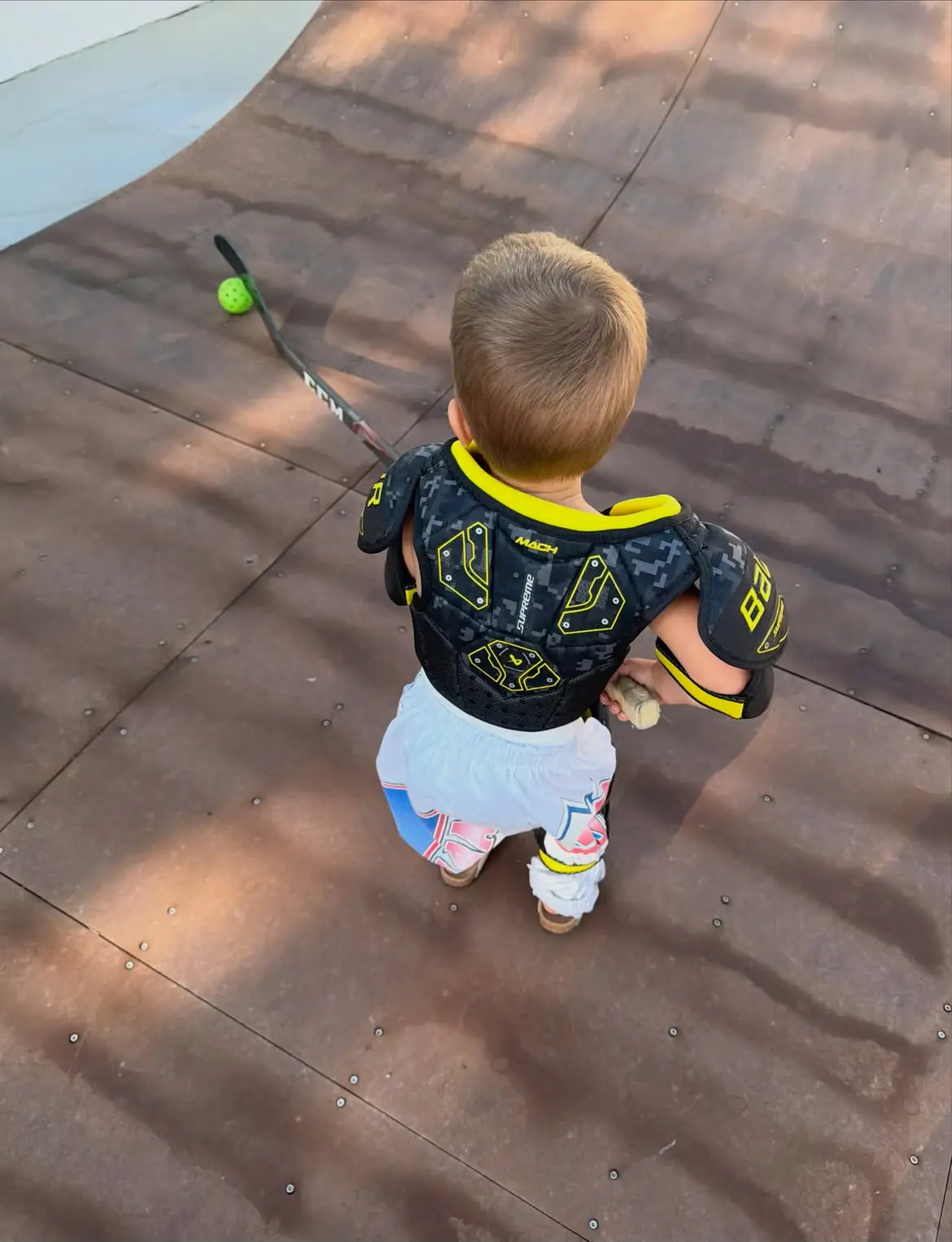 Hailey also shared a snap of baby Jack playing hockey (Instagram/haileybieber)
