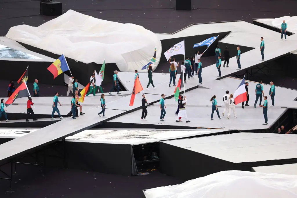 The stage represents a world map (Luke Hales/Getty Images)