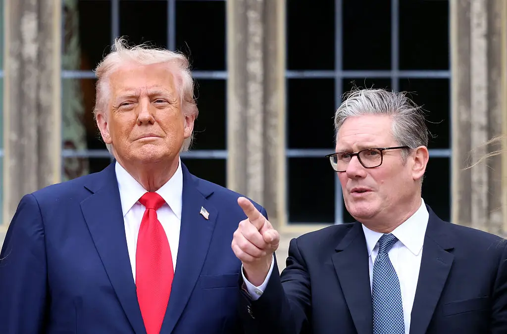 Donald Trump has hinted at the possibility of WWIII during a press conference with Keir Starmer today (Bloomberg/Getty Images)