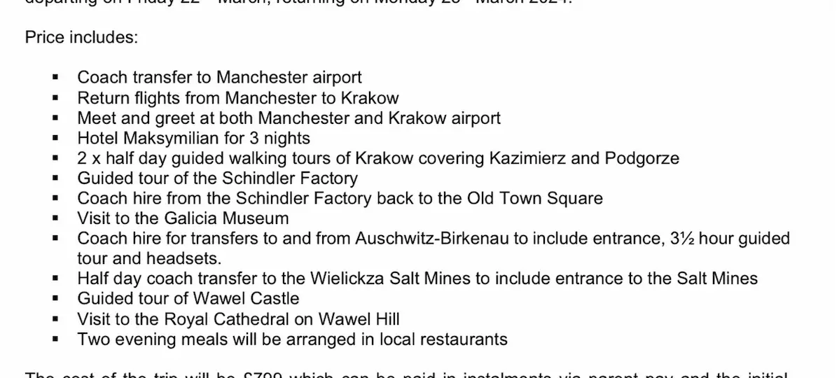 The price included travel, accommodation and excursions.