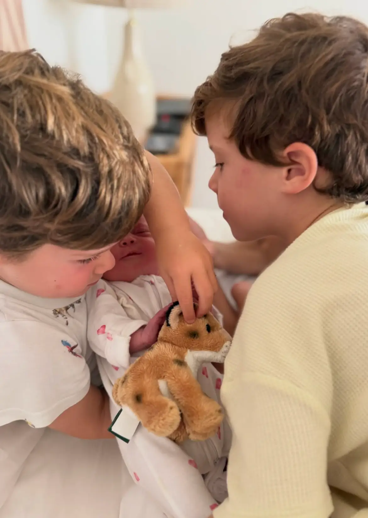 Eugenie shared a heartwarming snap of baby Adelaide with her big brothers, August and Ernest (Instagram/princesseugenie)