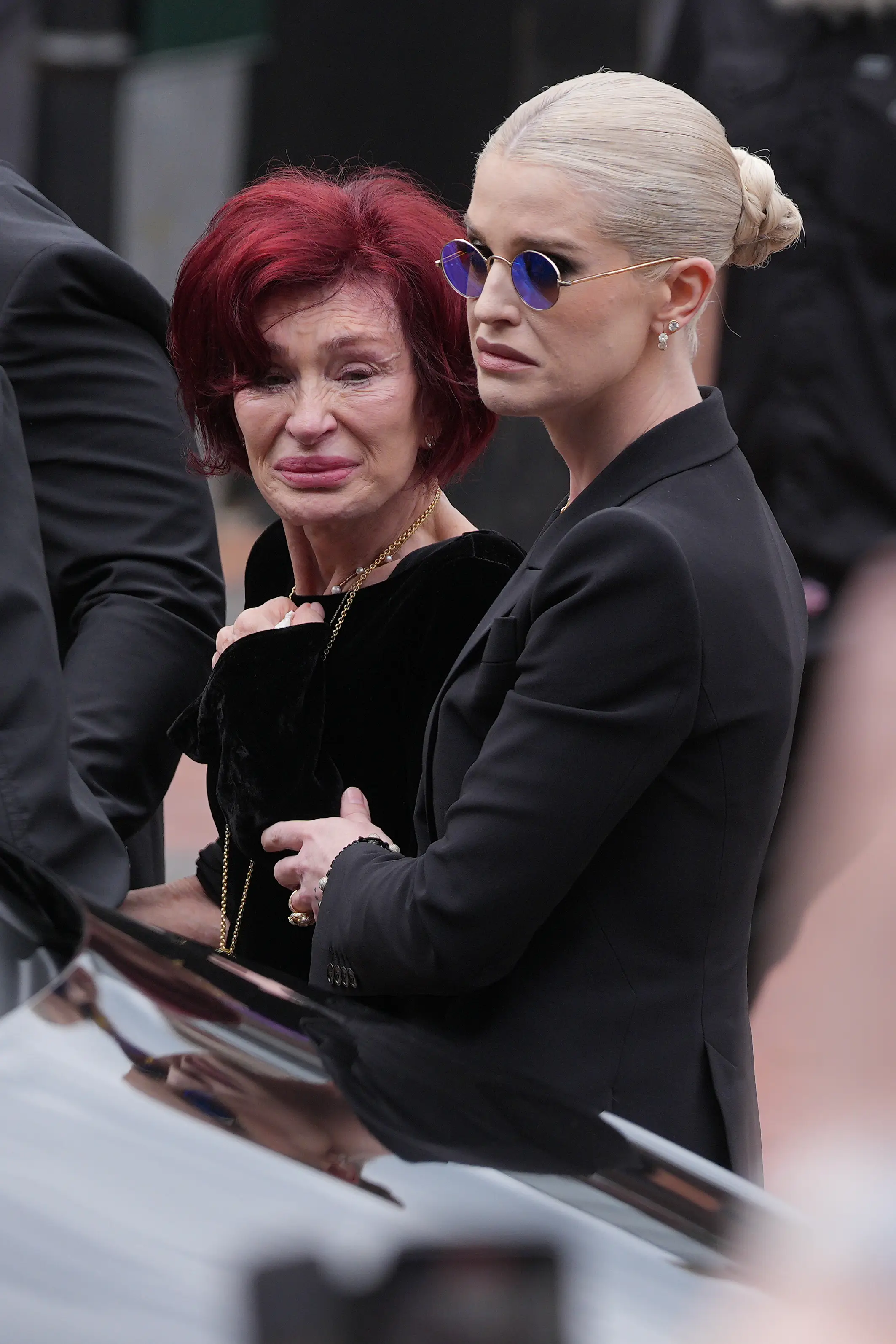 Kelly was seen supporting her mother Sharon at the funeral of Ozzy Osbourne today (Christopher Furlong/Getty Images)