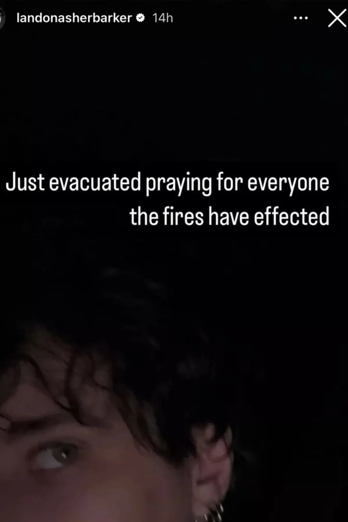 Landon Barker confirmed he'd been evacuated (Instagram/landonasherbarker)