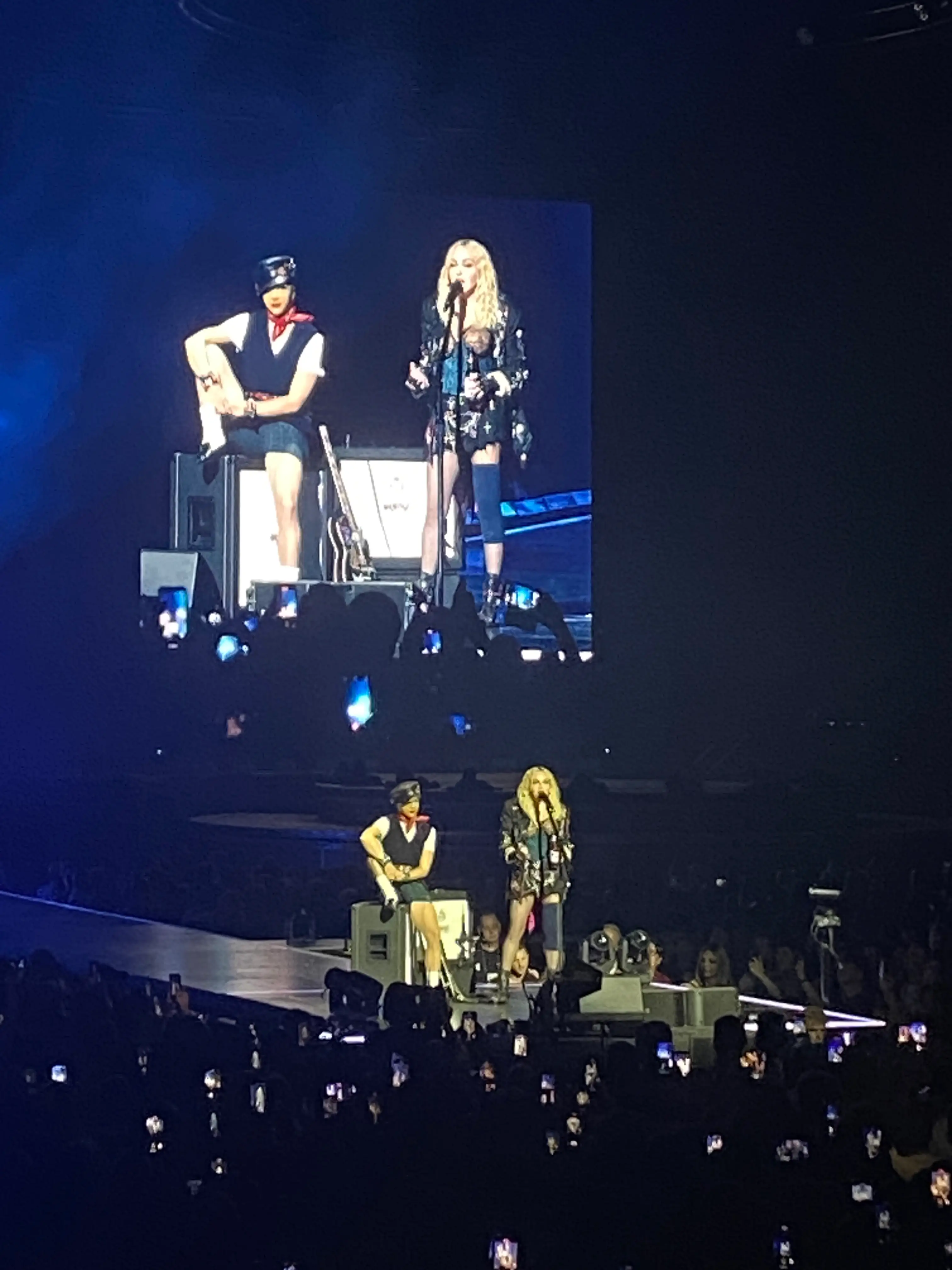 Madonna performing at The Celebration Tour.