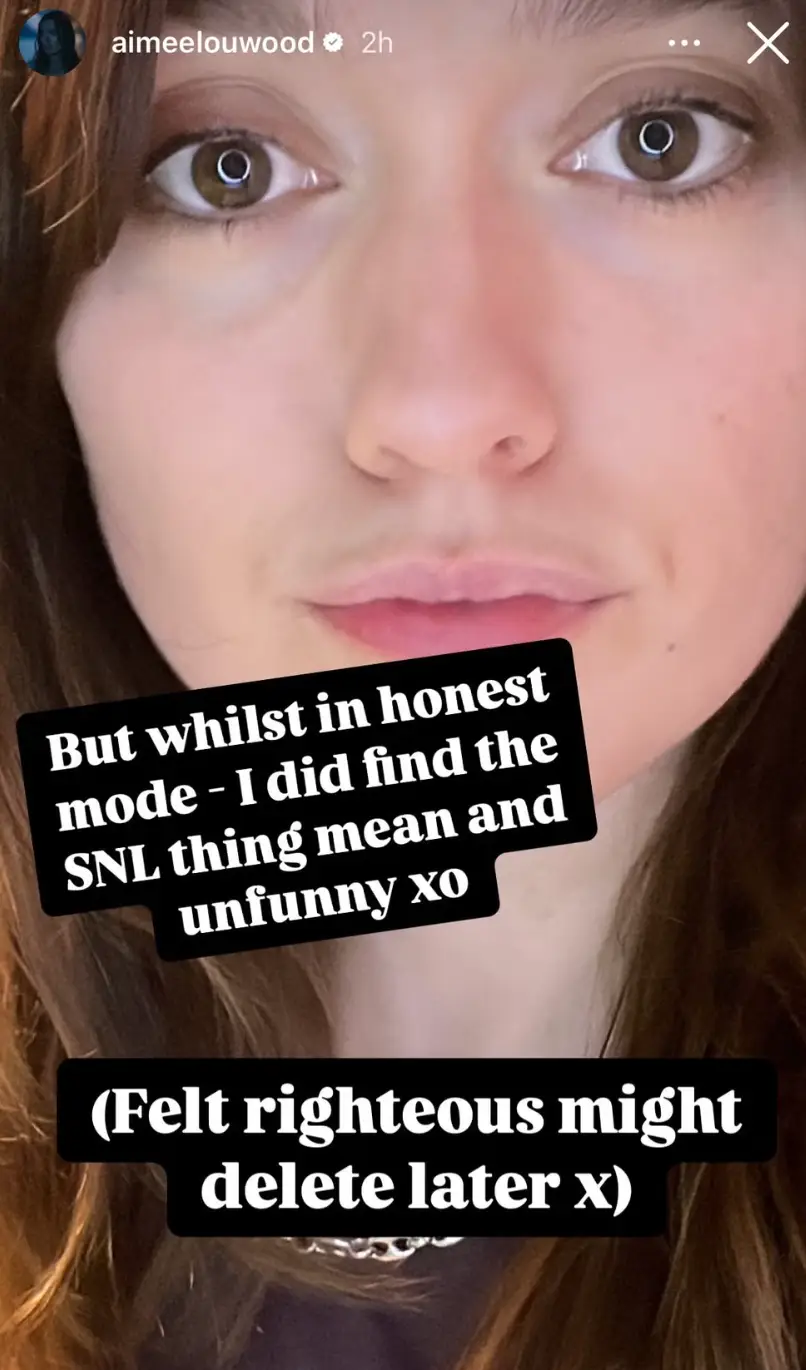 Wood responded to the sketch (Instagram/@aimeelouwood)