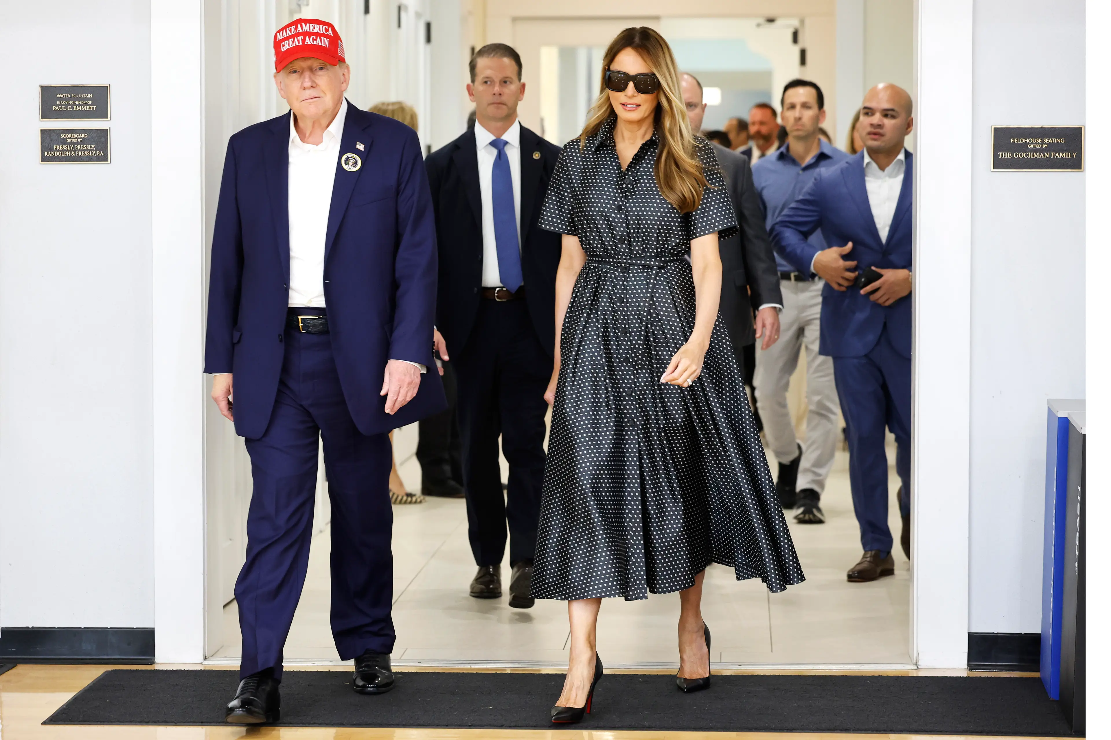 Fans have raised eyebrows as Melania was spotted wearing large sunglasses indoors. (Chip Somodevilla/Getty Images)