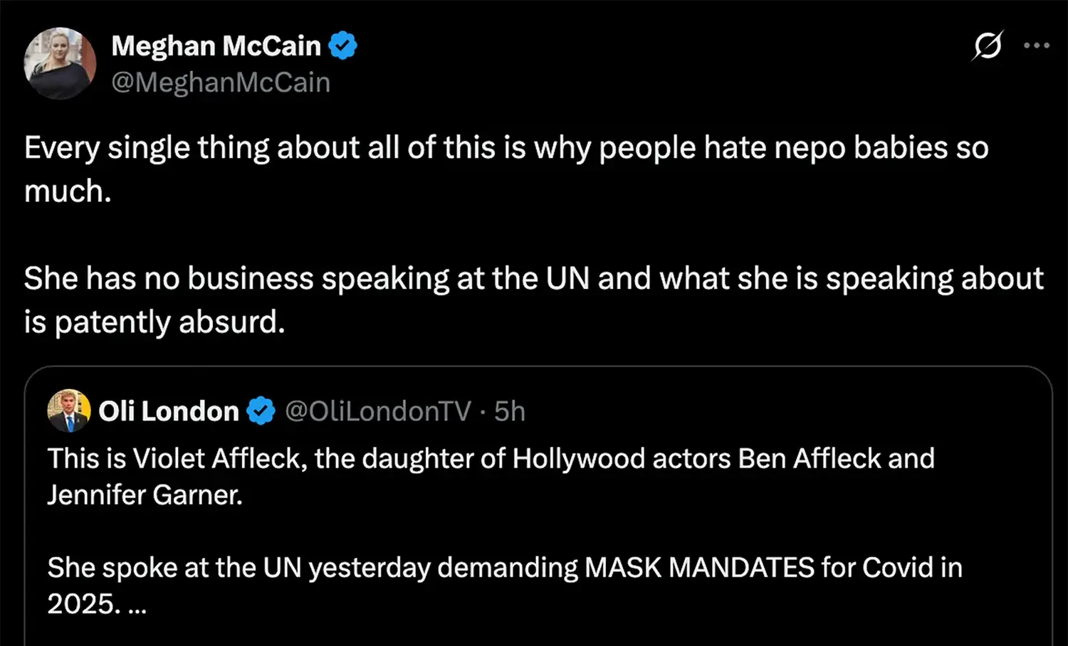 McCain quickly deleted the tweet calling out the teenager (X/@MeghanMcCain)