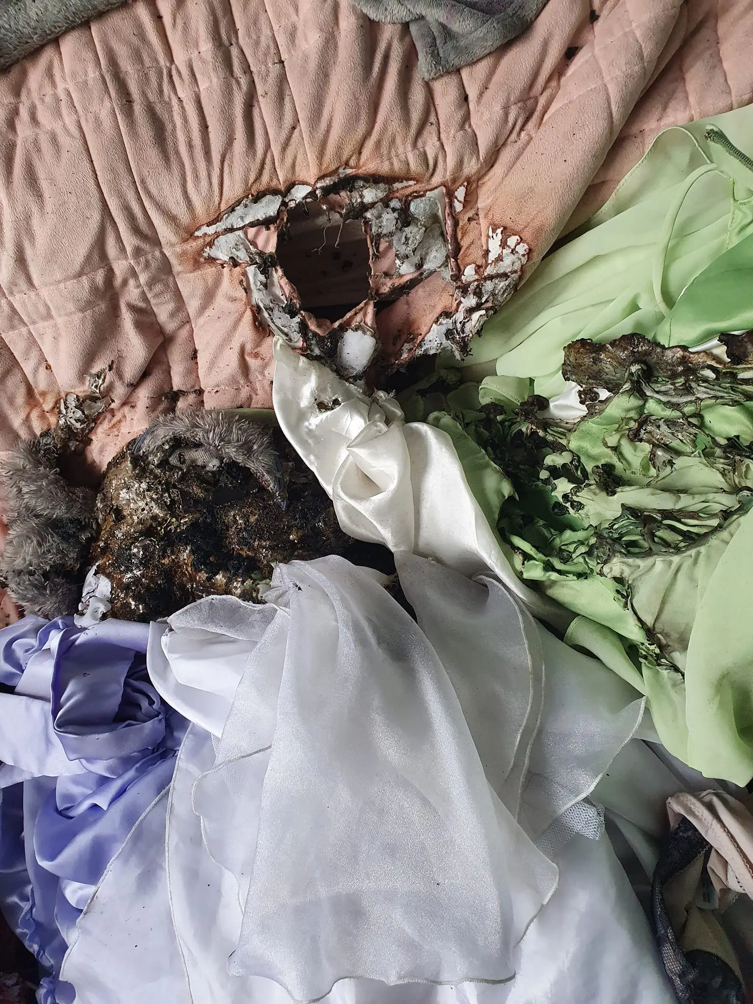 Tracey discovered a fire in her daughter's room.