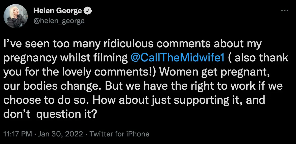 Helen George has spoken out at criticism (