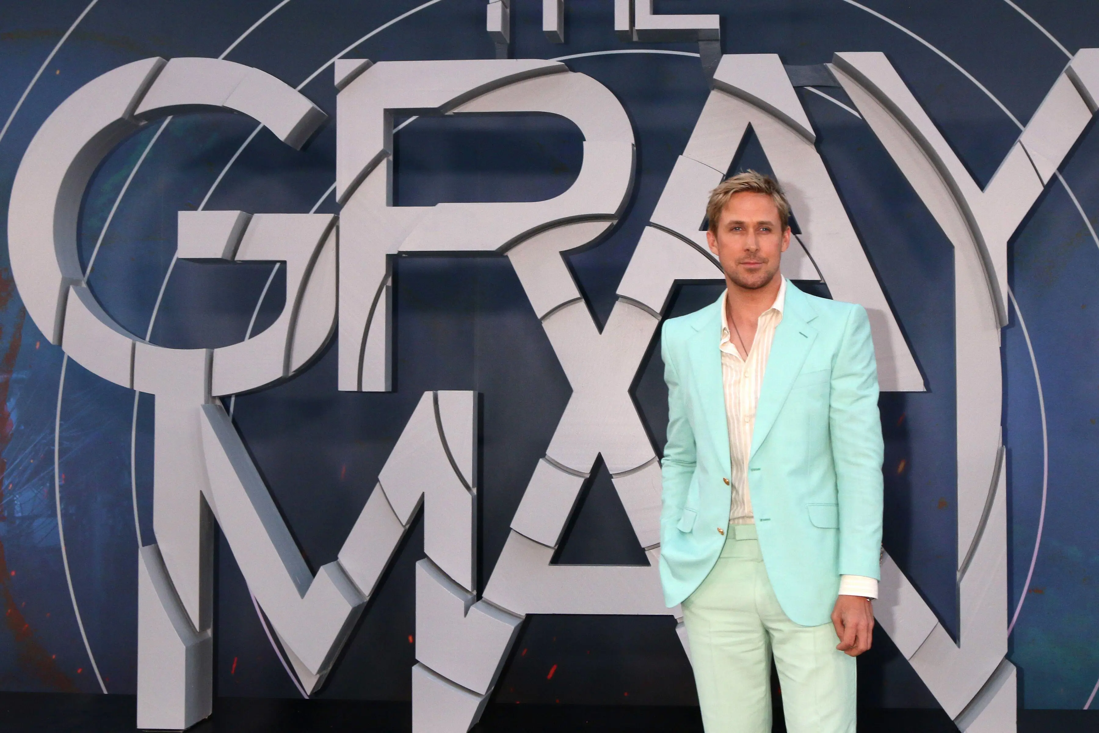 Ryan Gosling at the premiere for The Gray Man in Los Angeles.