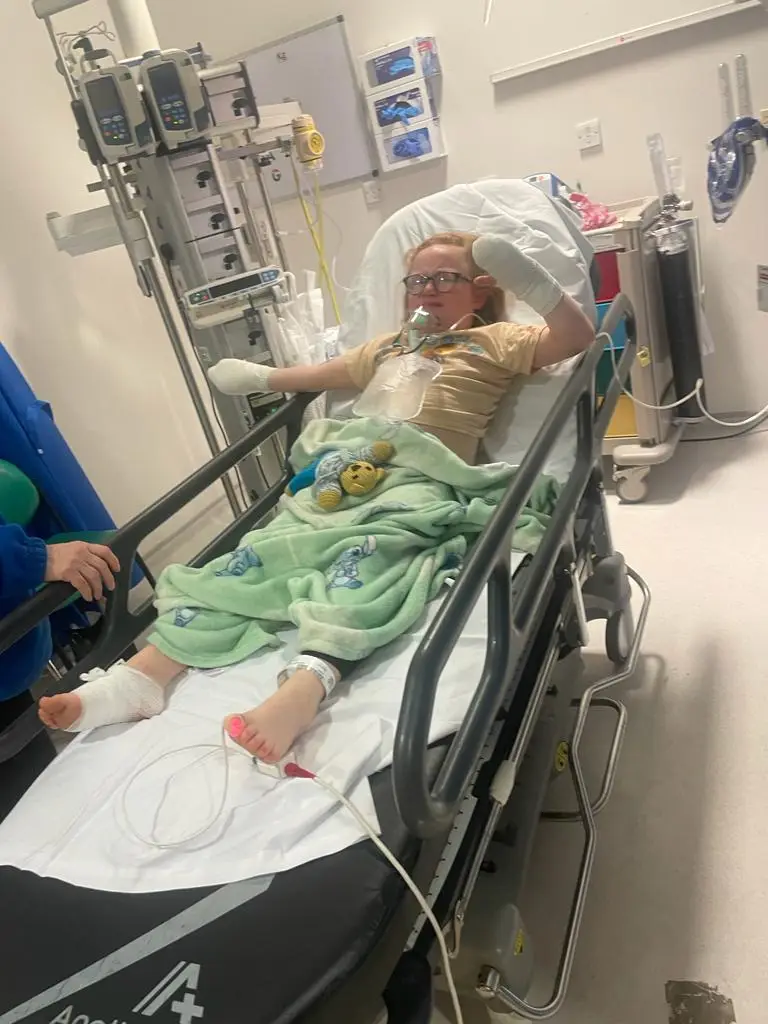 An eight-year-old girl lost six fingers in a freak accident involving fly-tipped waste.