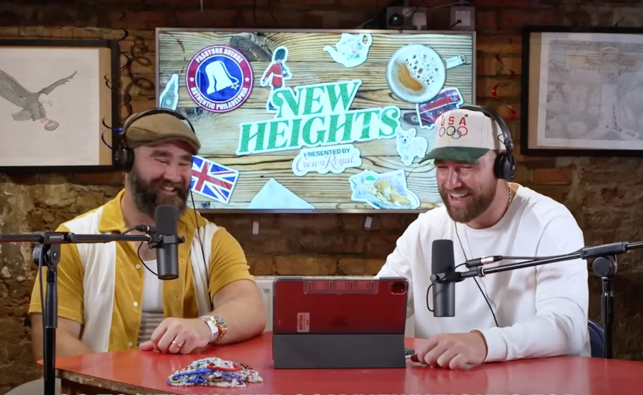 The duo recalled their royal encounter. (YouTube/New Heights)