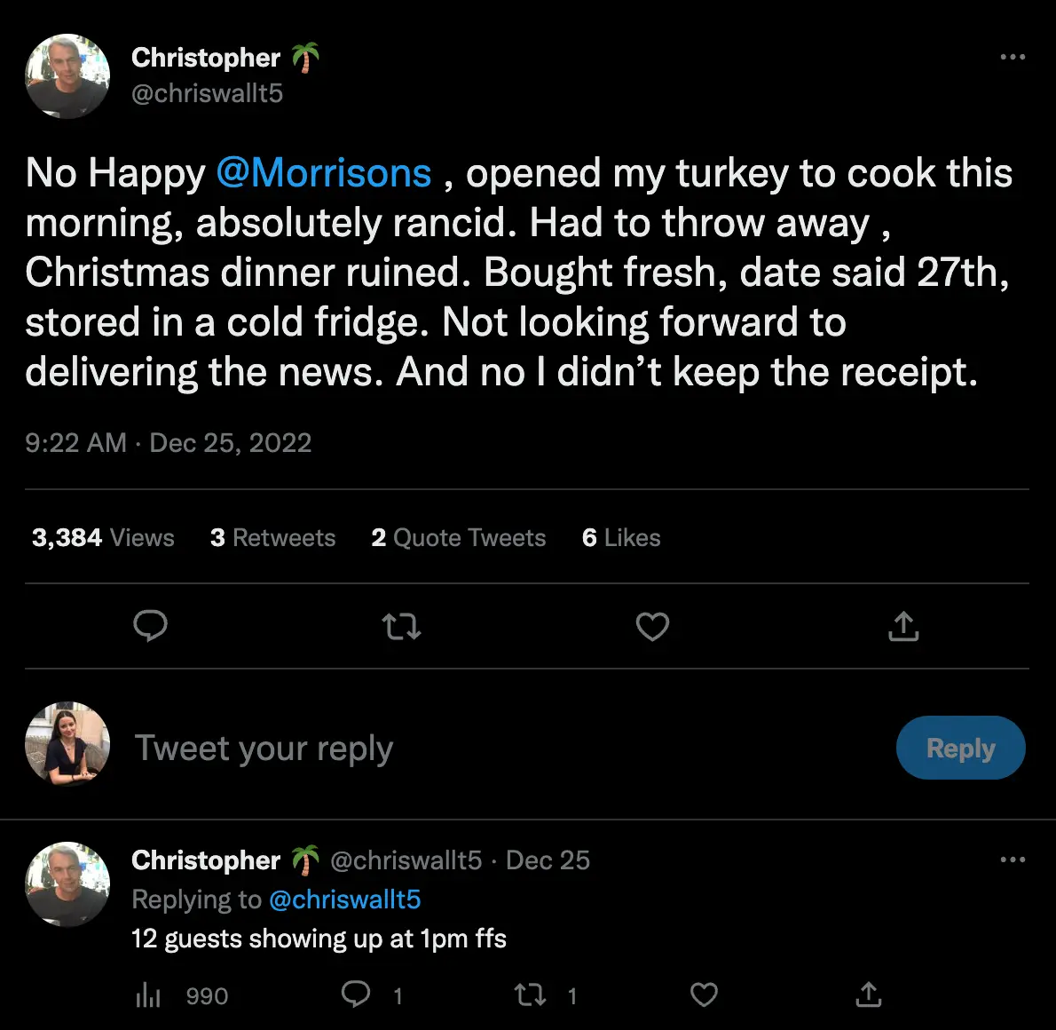 Morrisons didn't escape the wrath of the turkey fans either.