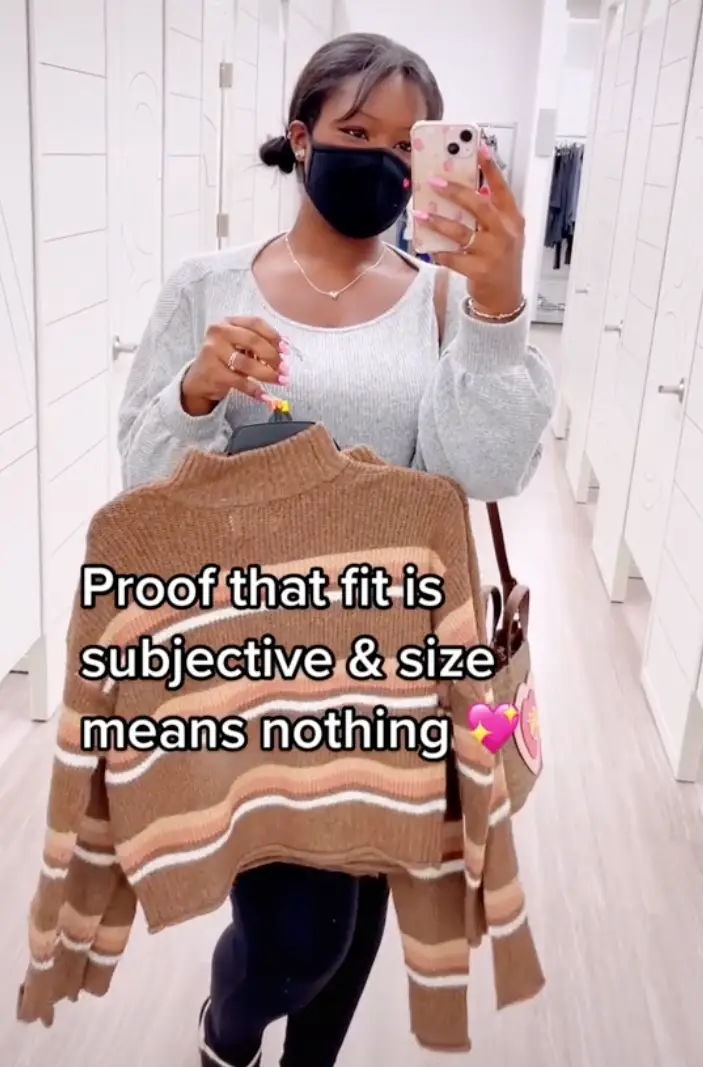 Tae explained that the video was proof that 'fit is subjective and size means nothing'.