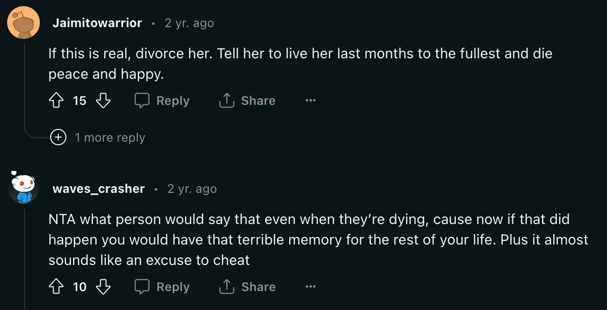 Redditers rushed to support the husband.