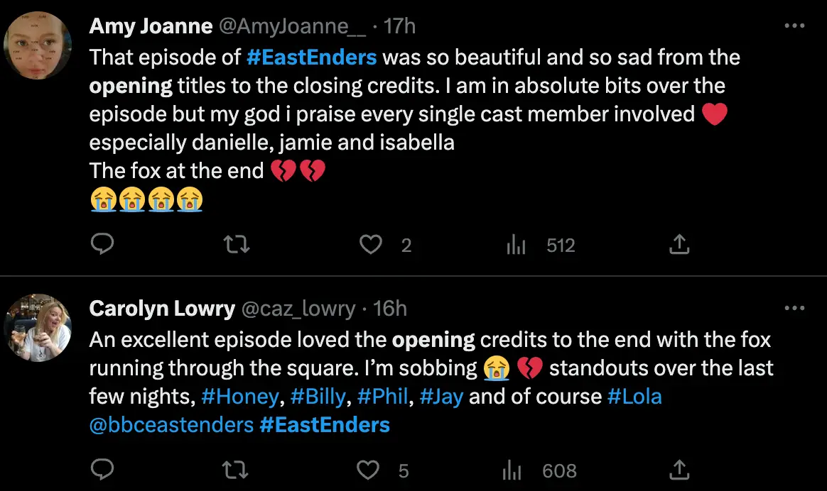 Fans had nothing but praise for the way the soap dealt with the sensitive story.