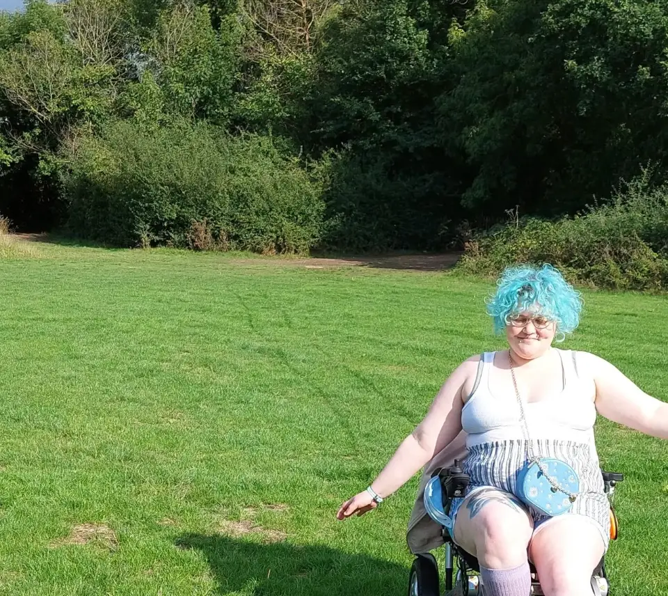 Betty's wheelchair is helping her get out and about.