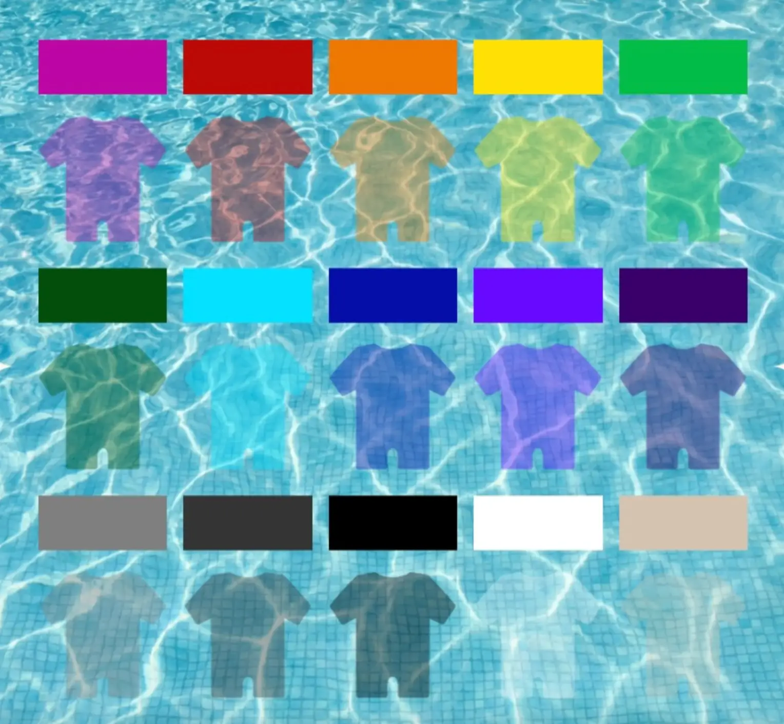 The parenting page showed how different coloured swimwear looks underwater in a pool (Instagram/@tinyheartseducation)