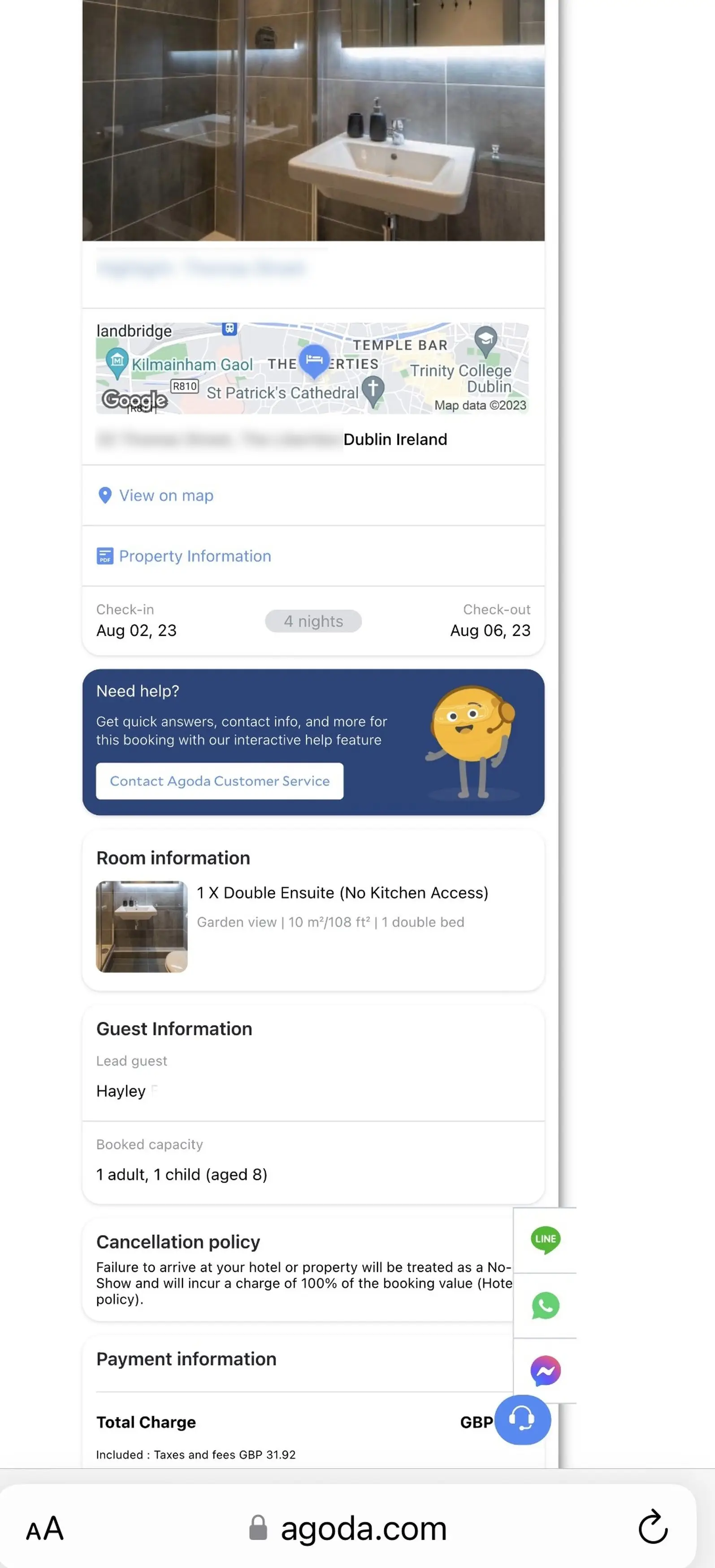 The mum made the booking online without any issues.