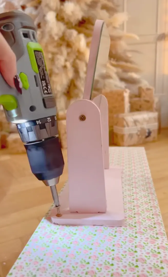 Stacey drilled and painted the dressing table herself.