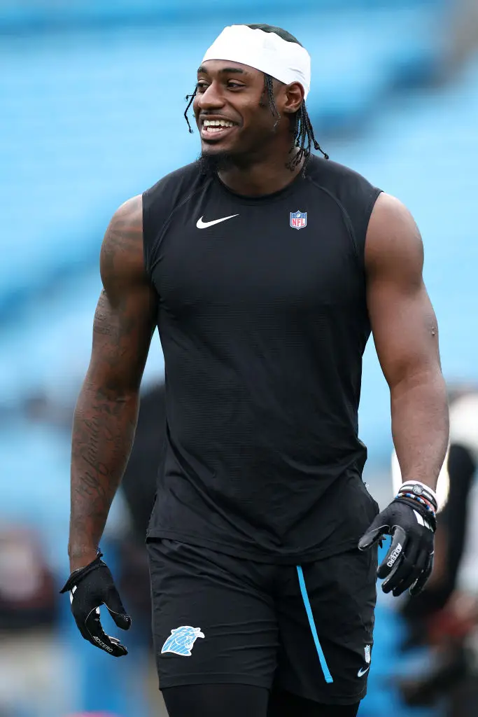 People were confused after seeing Trump's height and weight compared to a number of top athletes including Carolina Panthers star Xavier Legette (Jared C. Tilton / Staff / Getty Images)