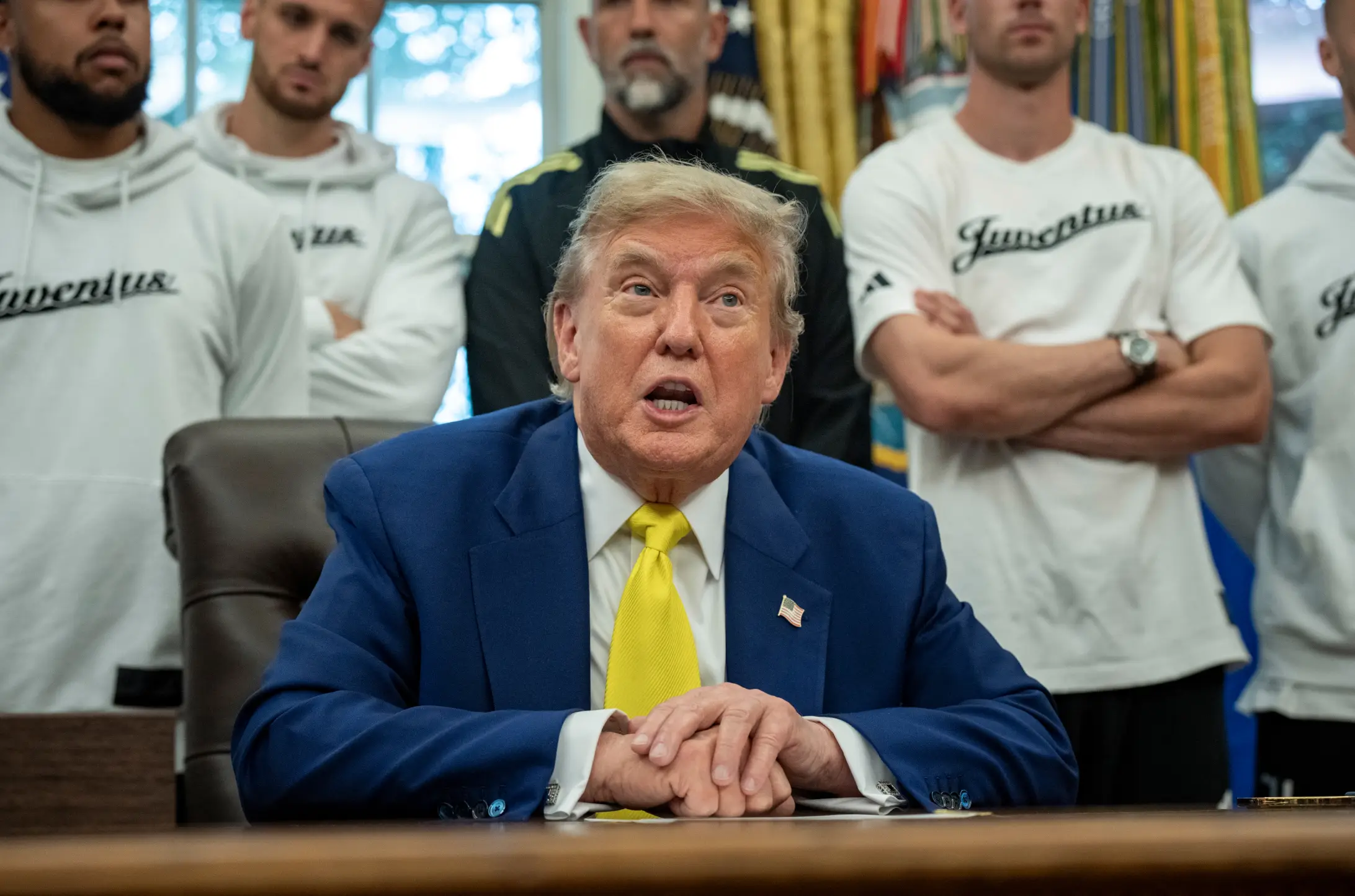 The now-viral moment has left people confused (Ken Cedeno/UPI/Bloomberg via Getty Images)