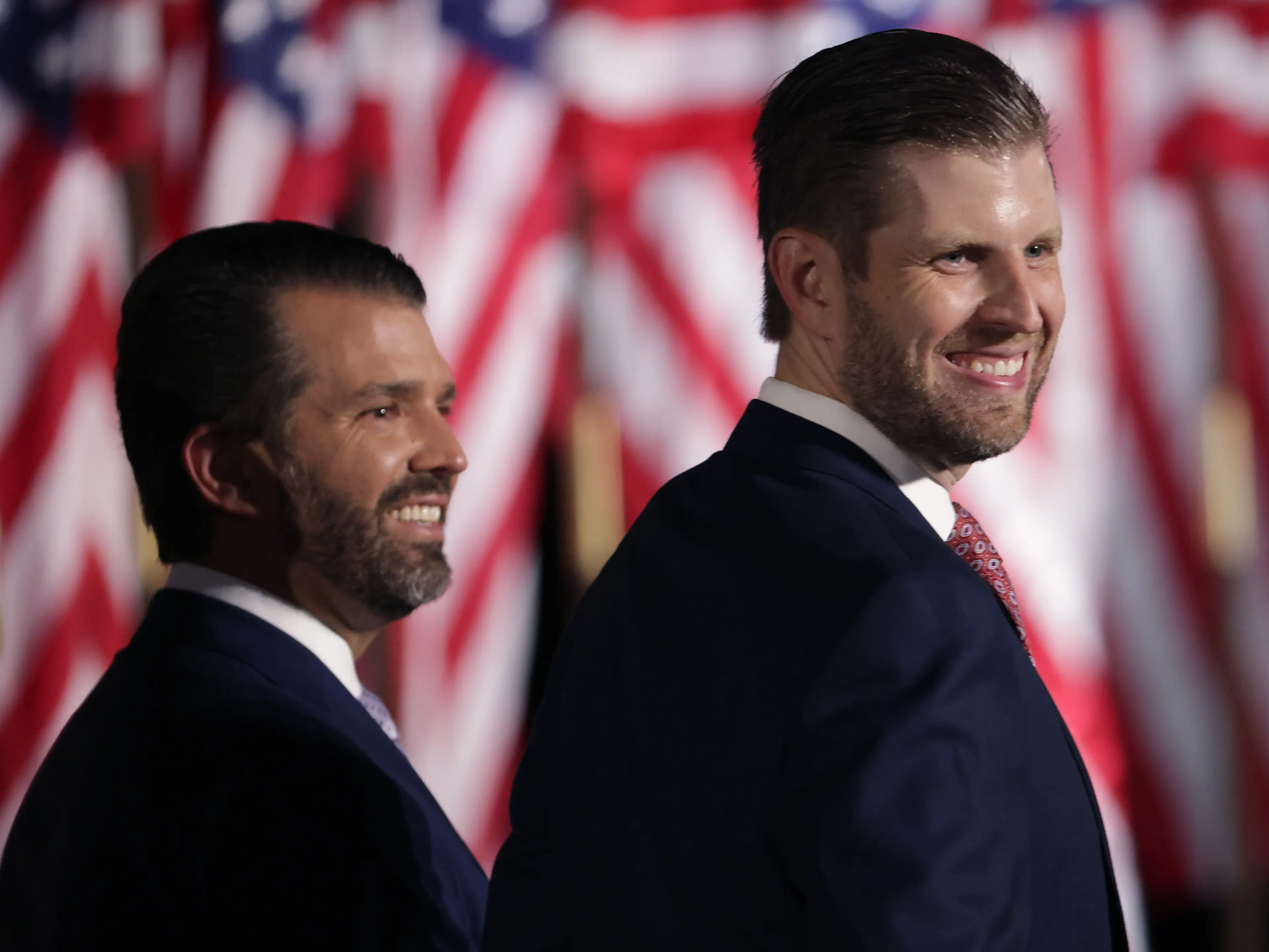 Donald Jr and Eric Trump are referenced in the files for attending a Palm Beach party with Epstein (Alex Wong/Getty Images)